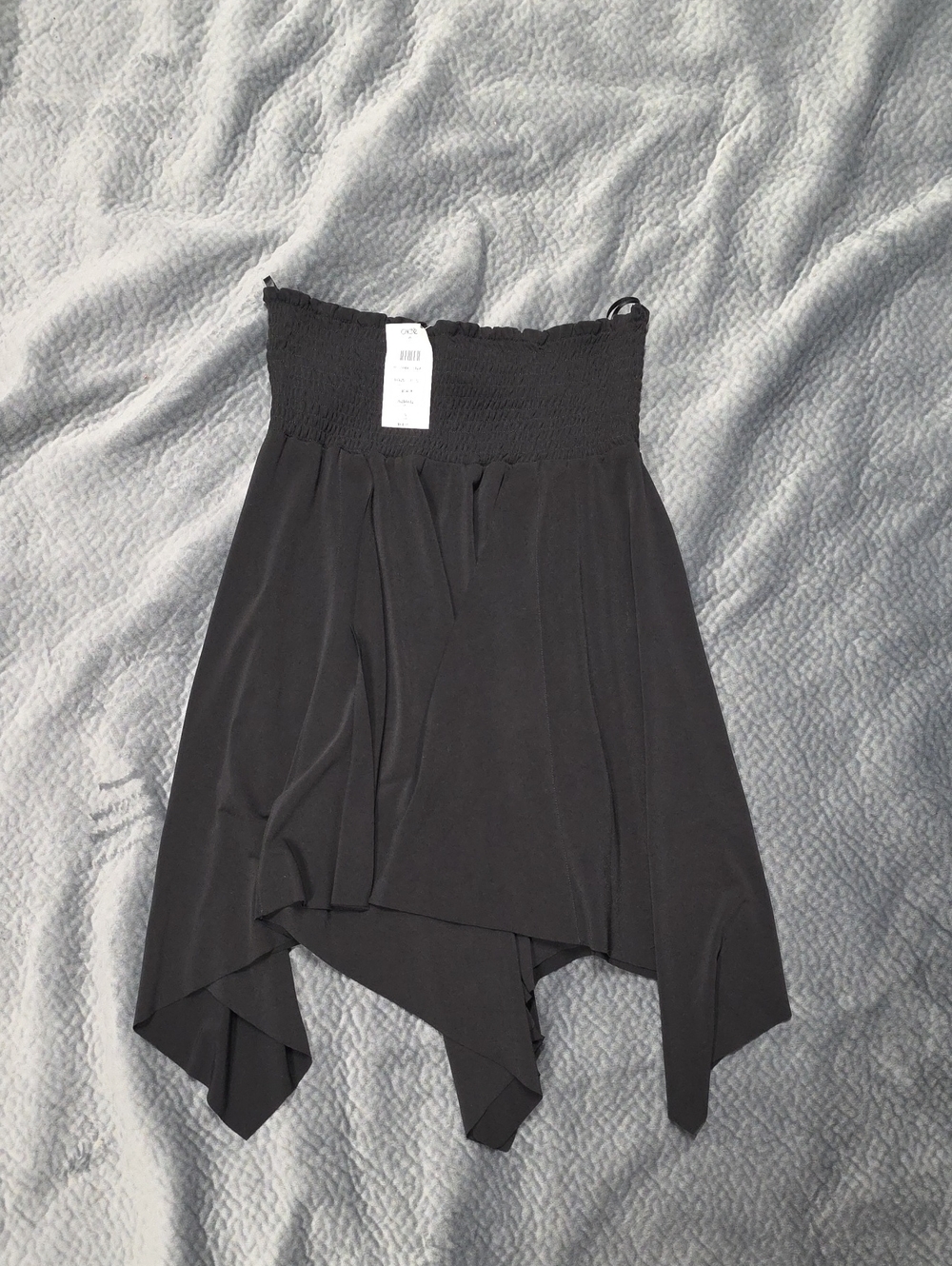 Cache Black Strapless Handkerchief-Hem Top